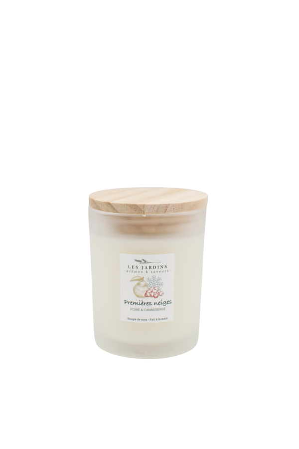 Bougie de Soya Premières Neiges Poire et Canneberge